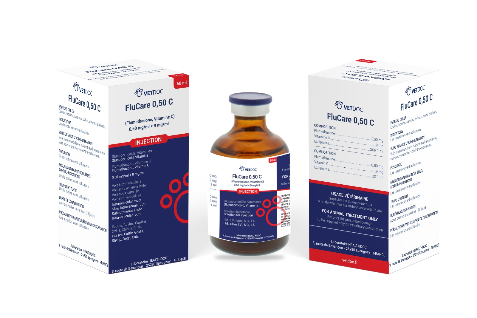 Boîte et flacon FluCare 0,50 C